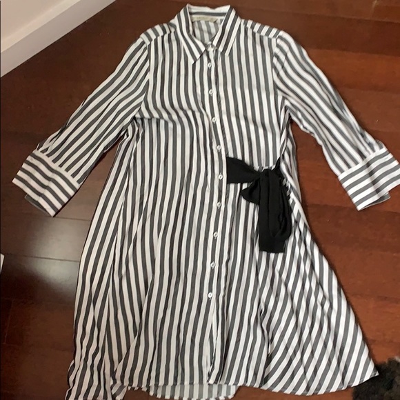 zara black button down dress